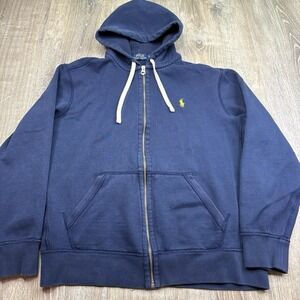 Polo Ralph Lauren Hoodie Full Zip Waffle Hood Double Knit Heavyweight Mens Large